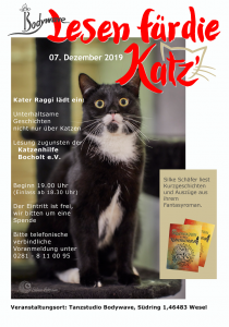 Drachengrün und Rabenschwarz, Lesung im Studio Bodywave für Katzenhilfe Bocholt