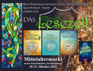 Das Lesezelt, Mittelaltermarkt an der Drachenbrücke Recklinghausen